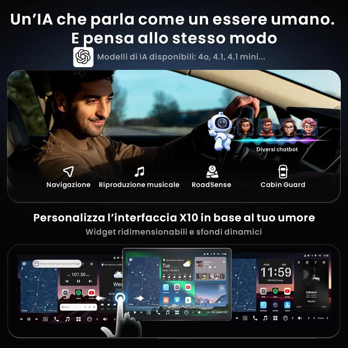 ATOTO 14.1" QLED X10G141E Autoradio Android compatibile 1 e 2 DIN, 8GB+128GB, Schermo Flexview, Audio 7.1.2 CH, CarPlay & Android Auto Wireless, 4G LTE, Wi-Fi Dual Band, EQ 36-B, HDMI IN