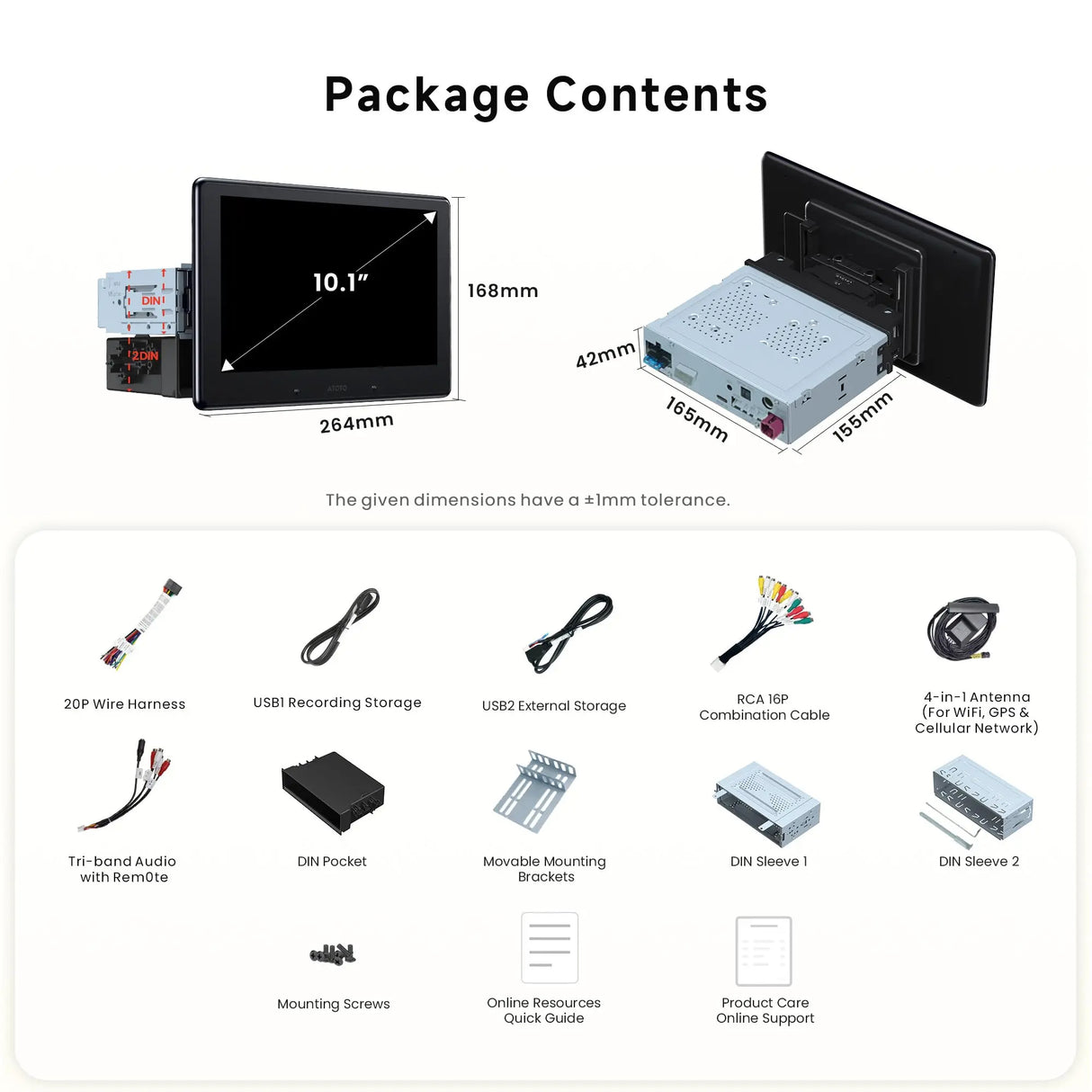 ATOTO X10G110E 10" QLED Single Din Car Stereo – Floating Screen, 8GB+128GB, Dual Phone Connection, 2 Bluetooth, Wireless CarPlay & Android Auto, AI Navigation, 4G LTE, 36B-EQ