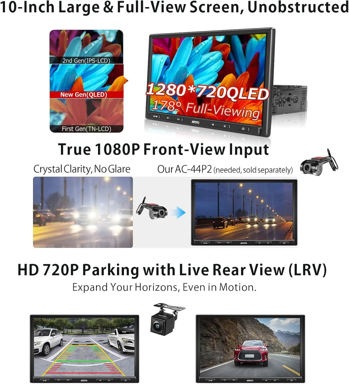 ATOTO S8G1104PRN Autoradio Android AI 2DIN 10,1″ QLED, 4GB+32GB, CarPlay & Android Auto Wireless, 4 Opzioni Internet, Doppio Bluetooth, Amplificatore 4×29W, EQ 36 Bande, HDMI, SCVC, LRV & GPS
