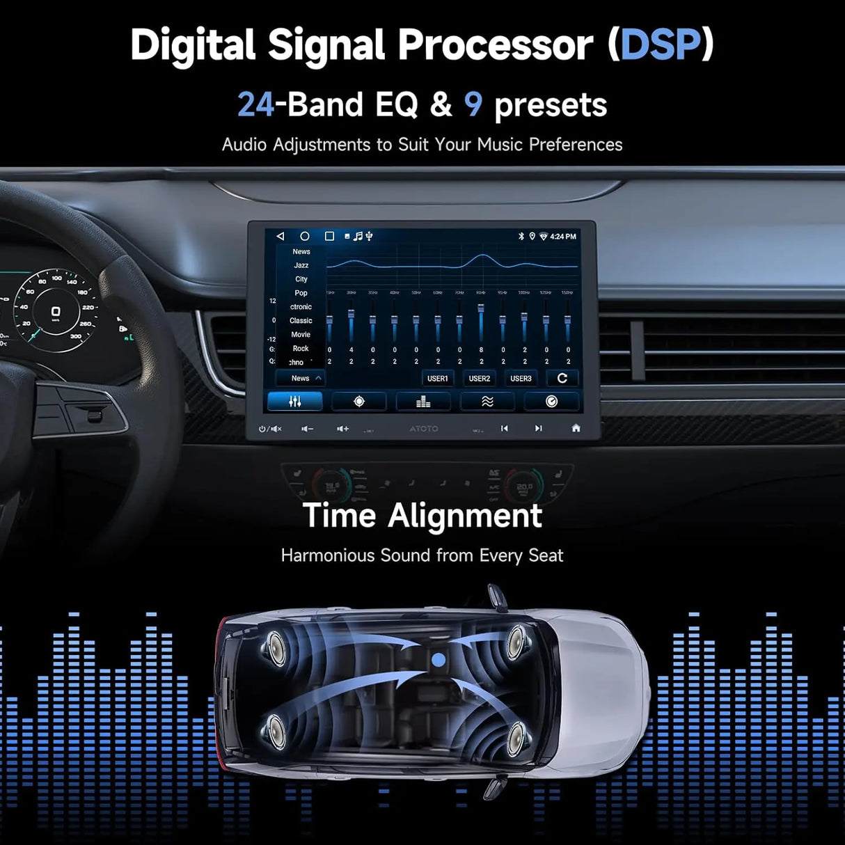 ATOTO A5LG110T-S01 10" Android Double Din & Single Din Car Stereo, Floating QLED Touchscreen Radio with Wireless CarPlay & Android Auto, Backup Camera, HD LRV, DSP, WiFi/BT/USB