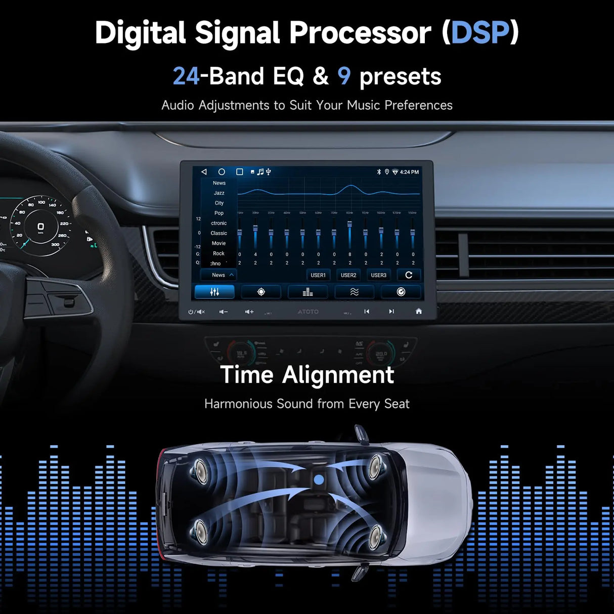 ATOTO A5LG110T 10" Android Double Din & Single Din Car Stereo, Floating QLED Touchscreen Radio with Wireless CarPlay & Android Auto, Backup Camera, HD LRV, DSP, WiFi/BT/USB