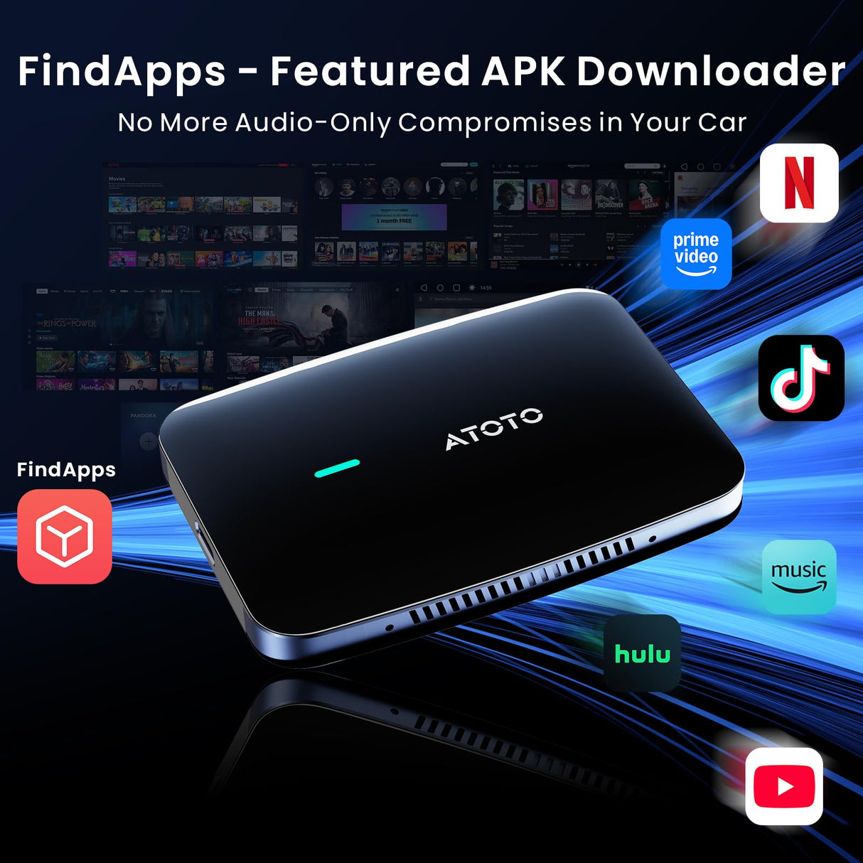 ATOTO CB4A Wireless CarPlay Adapter, AI Box 5-in-1 Car Smart Box with 5G WiFi, Supports Android Auto, YouTube, Netflix – For OEM Wired CarPlay, Plug & Play