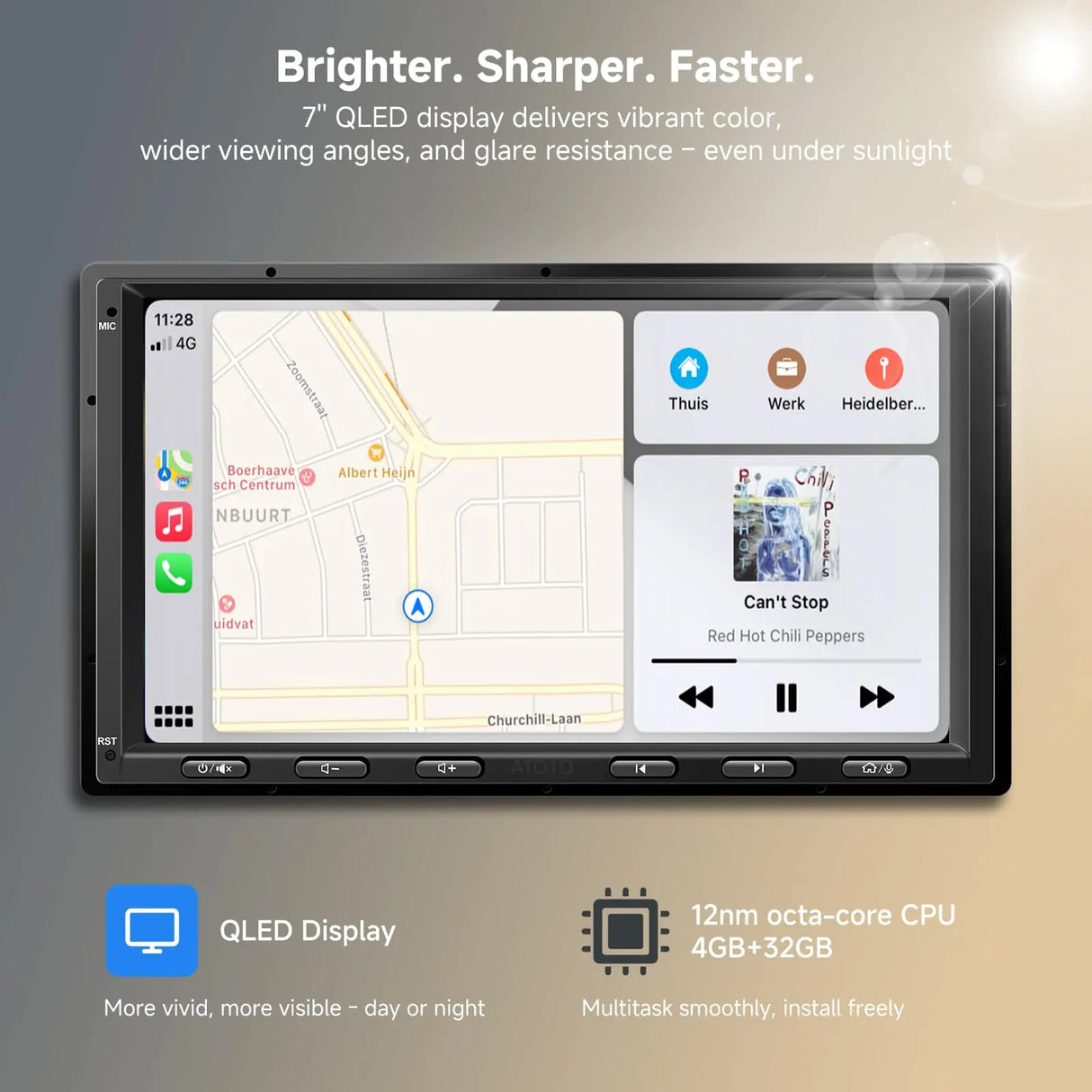 ATOTO S8G2A74MS 7" QLED Double Din Android Car Stereo & 1080P Front Camera, 4G+32G, Smart AI Chat, Wireless CarPlay & Android Auto, Dash Cam, Built-in 4G, Dual Bluetooth, WiFi/USB