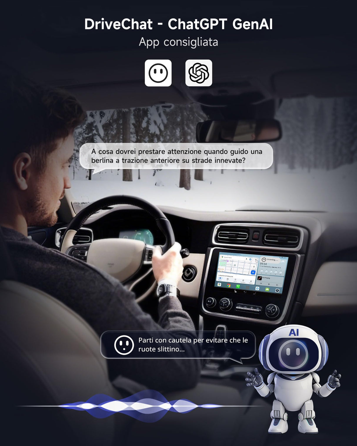 ATOTO CB6C Adattatore CarPlay Wireless Android 13, Box Intelligente Auto Plug & Play con GPS, AI DriveChat, 4G LTE, 4GB+64GB, Nero