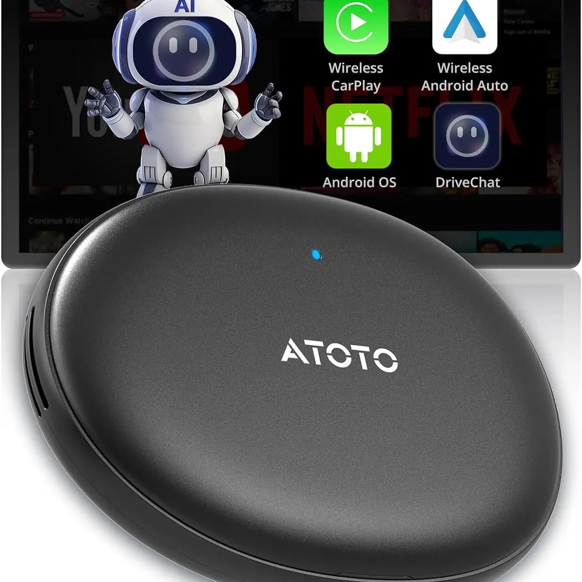 ATOTO AD5 Wireless CarPlay Adapter with AI, CarWave, Dual WiFi