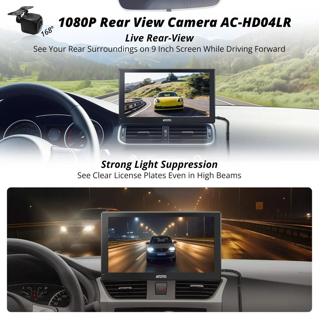 ATOTOEXCEL P5 Pantalla Coche Portátil, CarPlay Inalámbrico Android Auto con 7" Pantalla Táctil, Navegación GPS, Bluetooth, Cámara de Marcha Atrás, Mirror Link y Mando a Distancia (7inch)