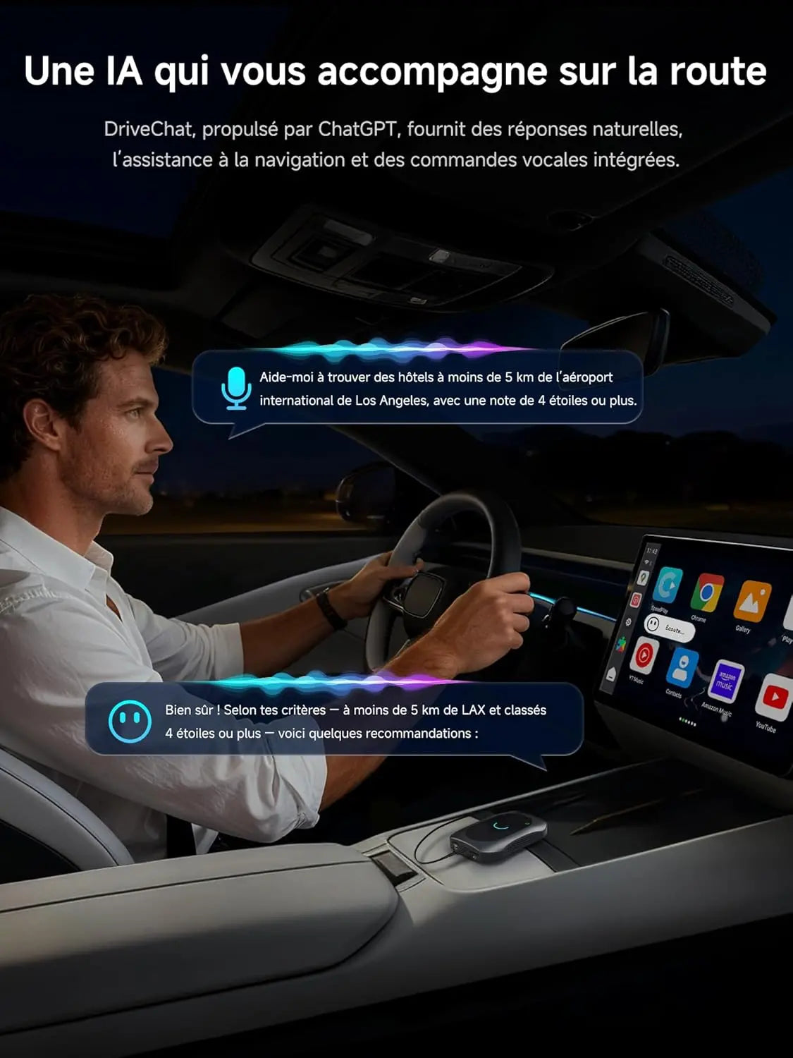 ATOTO CB7SBX CarPlay Wireless Adapter Android Auto AI Box, HDMI In/Out, Android 8GB+128GB, 4G LTE, Dual Bluetooth, DriveChat, AI Box for Netflix/YouTube/TikTok/TF Card