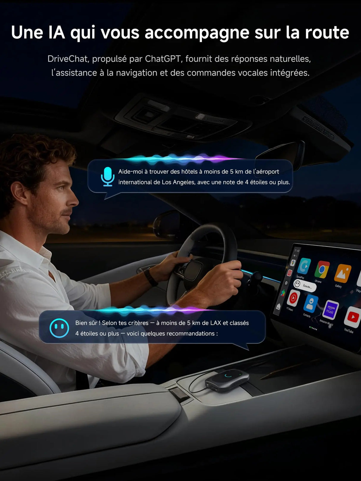 ATOTO CB7SBX Adaptateur CarPlay sans fil Android Auto AI Box, HDMI In/Out, Android 4Go+64Go, 4G LTE, Double Bluetooth, DriveChat AI, Netflix YouTube TikTok