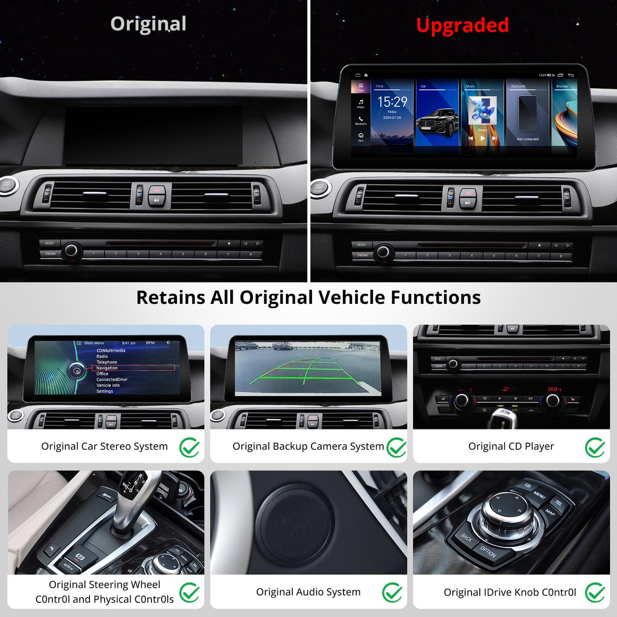 ATOTO S8BM5S412B8PN 12,3" Autoradio Android Auto & Apple CarPlay Sans Fil - Compatible BMW Série 5 F10/F11 (2011-2012) - GPS Voiture, 4G LTE, AI - Conserve Toutes les Fonctions d'Origine + Commandes Volant