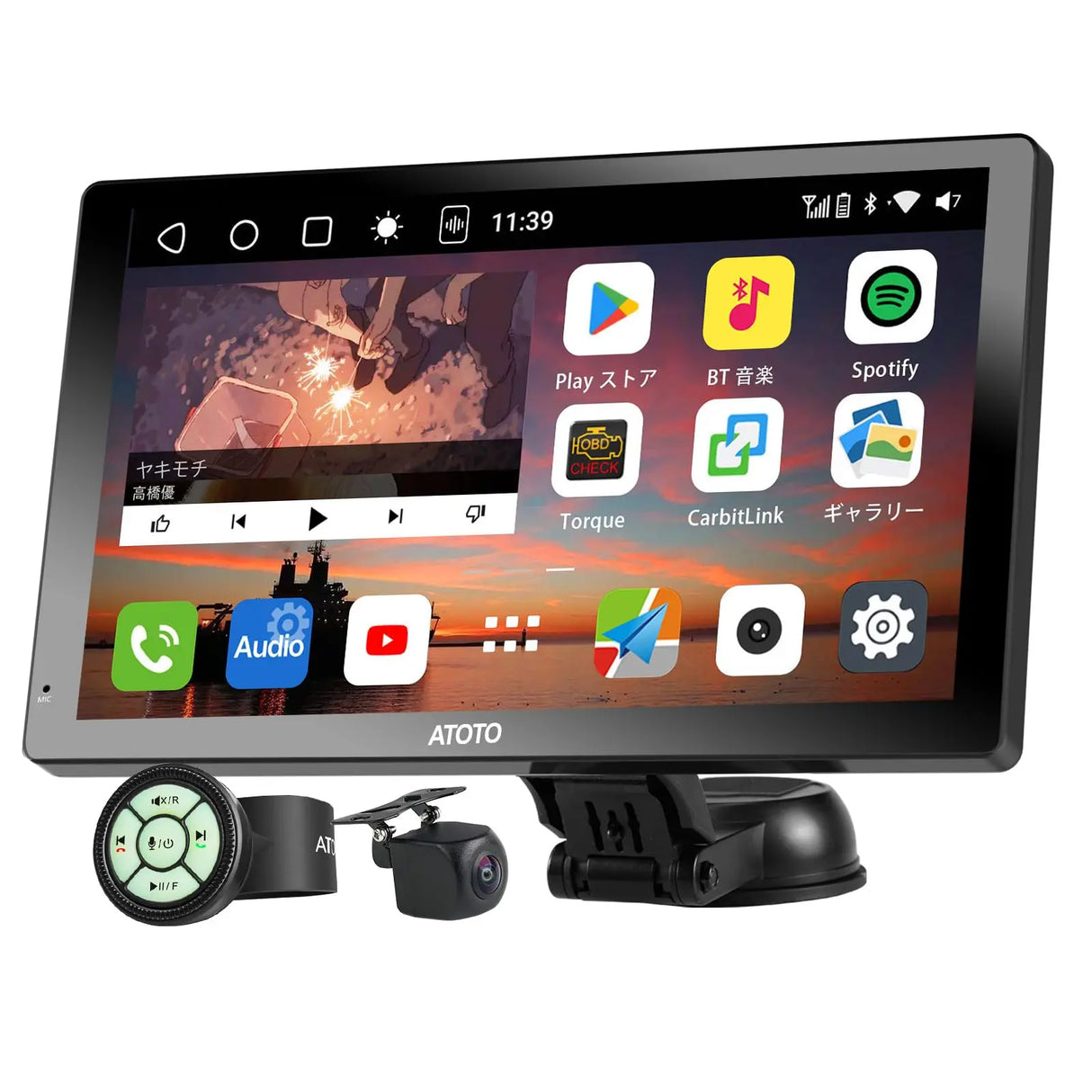 CarPlay/Android Autoワイヤレス対応 9インチ携帯型ラジオカーステレオ、2G+32GB アンドロイドヘッドユニット、1280*720 HD QLEDタッチスクリーン、Bluetooth、FM、Wi-Fi、ミラーリンク、GPS カーナビ カープレイディスプレイ オーディオオートバックス、カーオーディオレシーバー、マルチメディアシステム (P9SD)