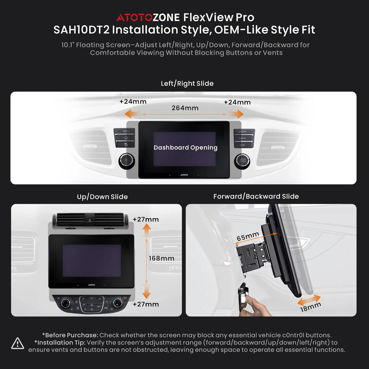 ATOTO X10G110E 10" QLED Double Din Car Stereo with 8G+128G, 4G LTE, Floating Screen, Wireless CarPlay & Android Auto, Dual Phone Connection, 2x Bluetooth, In-Dash Navigation, 36-Band EQ, AI Voice, Single Din Chassis