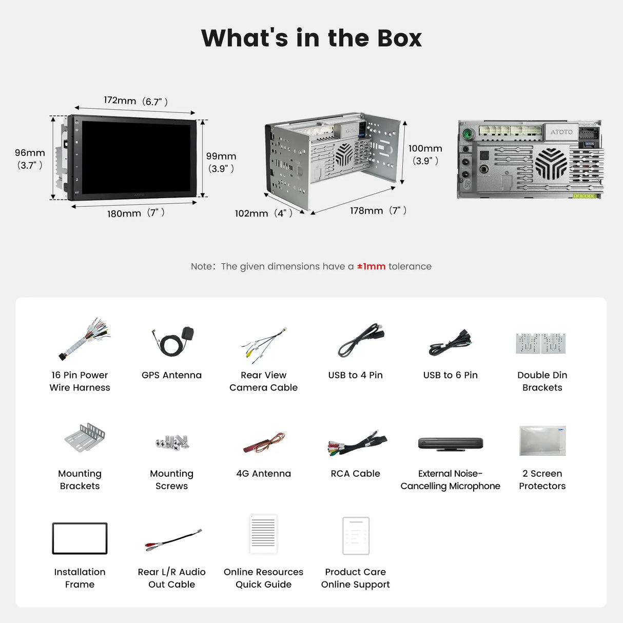 ATOTO A7G2B7PKL 7" QLED Double Din Car Stereo – Android 13, 4GB+64GB, 8-Core, Wireless CarPlay & Android Auto, 4G LTE, Wi-Fi/USB, Hi-Fi DSP with 4V Pre-Outs, SCVC/LRV, GPS Tracking, Agentic AI