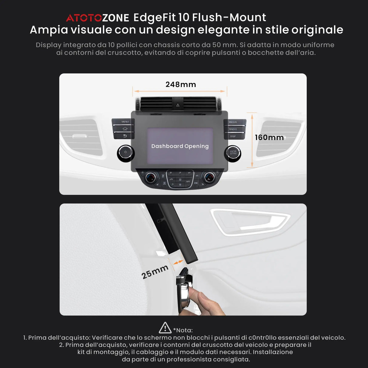 ATOTO X10DG211E 10" QLED DAB Autoradio 2 Din Android, 8+128G, Wireless CarPlay & Android Auto, 4G LTE, AI Voice Assistant, GPS Tracking, Dual MIC & Bluetooth, LRV, 36-Band EQ, HDMI Input