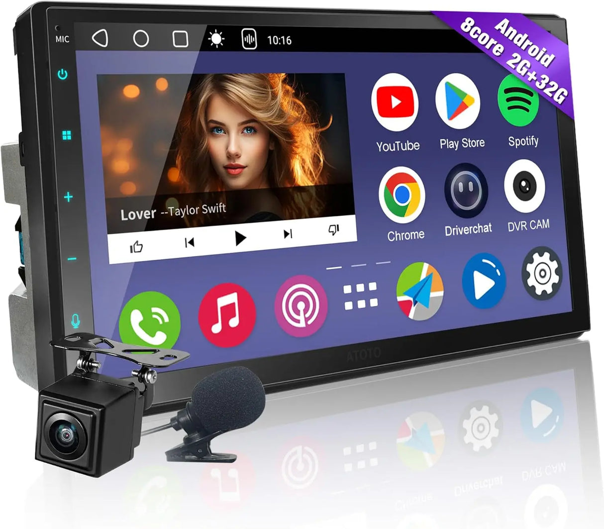 ATOTO A6G2C7PF 7" Double Din Car Stereo with Backup Camera, 8-Core Android Head Unit, Fully Laminated Screen, Wireless CarPlay & Android Auto, ChatGPT, GPS Navigation, LRV, WiFi/BT/USB