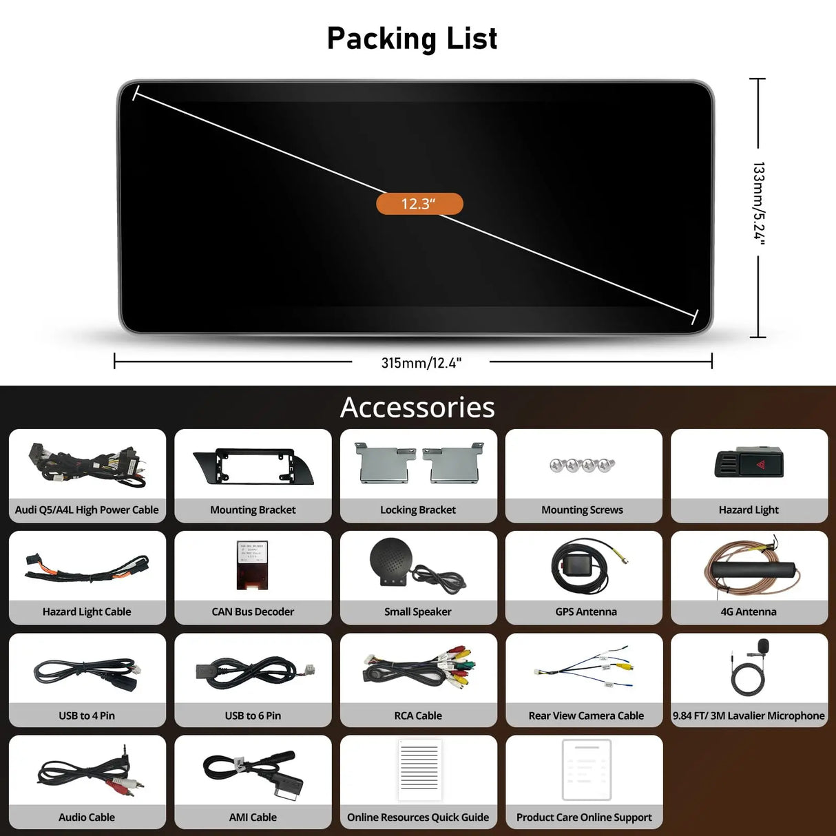 ATOTO S8ADA44YL12A8PN 12,3" Autoradio Bluetooth, kompatibel mit Audi A4/A5 B8/B8.5 2009-2016 Multimedia, CarPlay und Android Auto, GPS-Navigation, AI, BT, 4G LTE, viele Originalfunktionen