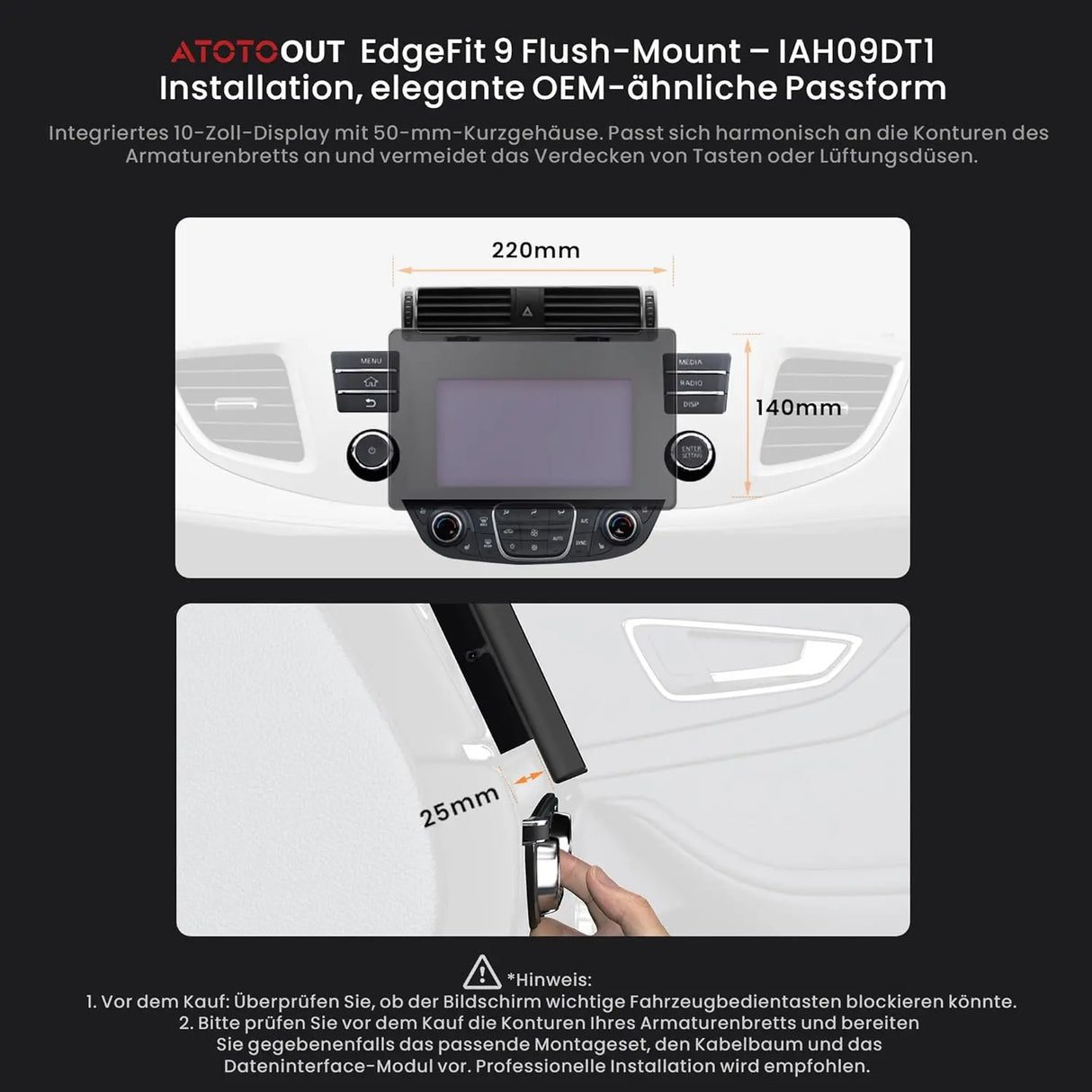 ATOTO X10G209E 9 Zoll Double Din Autoradio – Front- & Rückfahrkamera-Eingang 1080P, QLED Touchscreen, 8GB+128GB Android Autoradio, Wireless CarPlay & Android Auto, 4G LTE, Wi-Fi, Bluetooth, USB, DSP, AMP, Subwoofer, GPS
