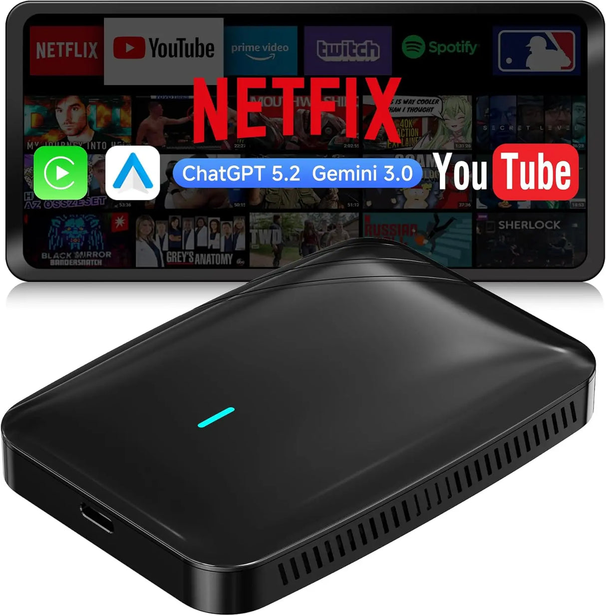 ATOTOSELECT CB4A Adattatore Wireless CarPlay, 2 GB + 16 GB Magic Box