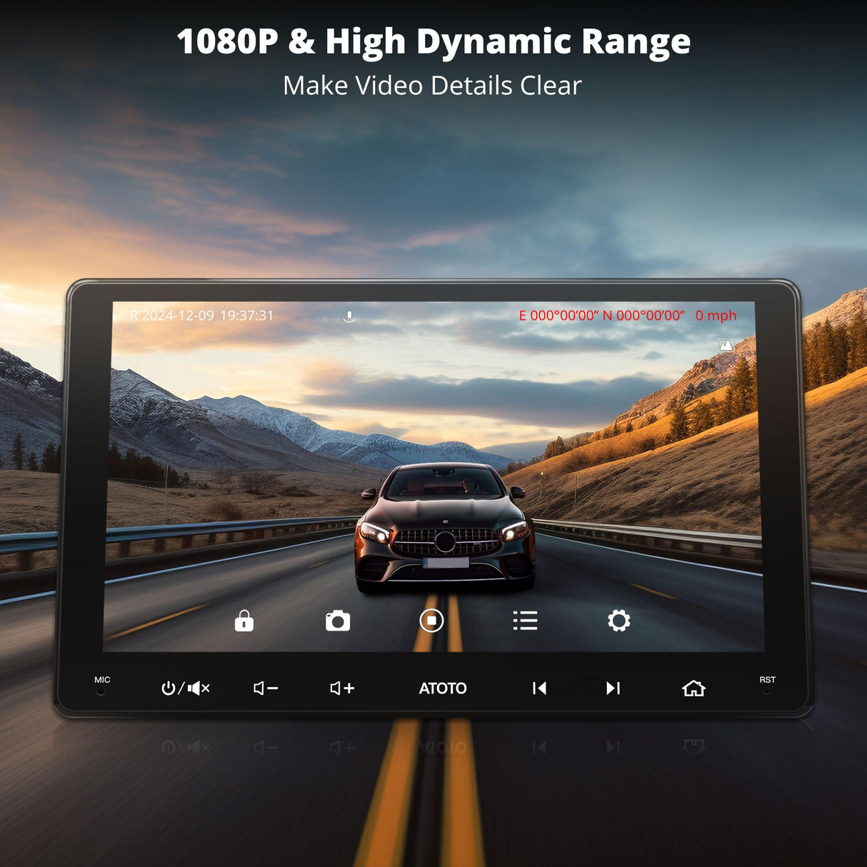 ATOTO AC-RCR04W Caméra de Recul Voiture 1080P HDR - Grand Angle 145° - Vue en Direct - Étanche IP67 - Compatible S8 UN/PN/MS - Compensation Lumière & Contrôle Gain