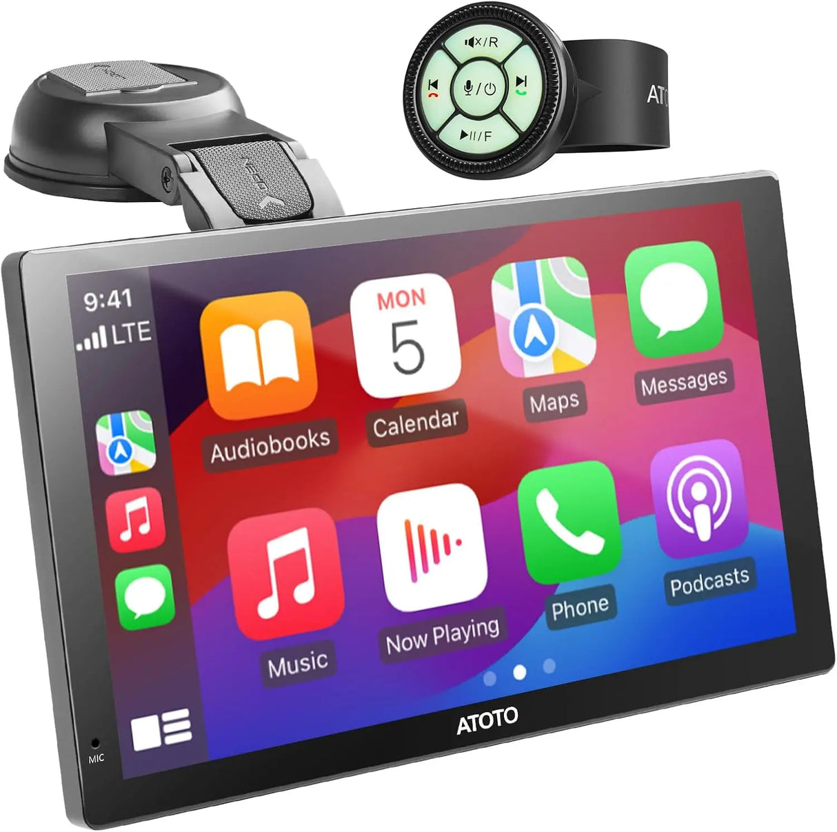 ATOTO P8 Portable Car Stereo, Wireless CarPlay & Wireless Android Auto, 7inch QLED Glare-Suppressing Touchscreen, WDR&Auto Dimmer, Bluetooth, Remote Control, AUX/FM Output, P807SD-RM