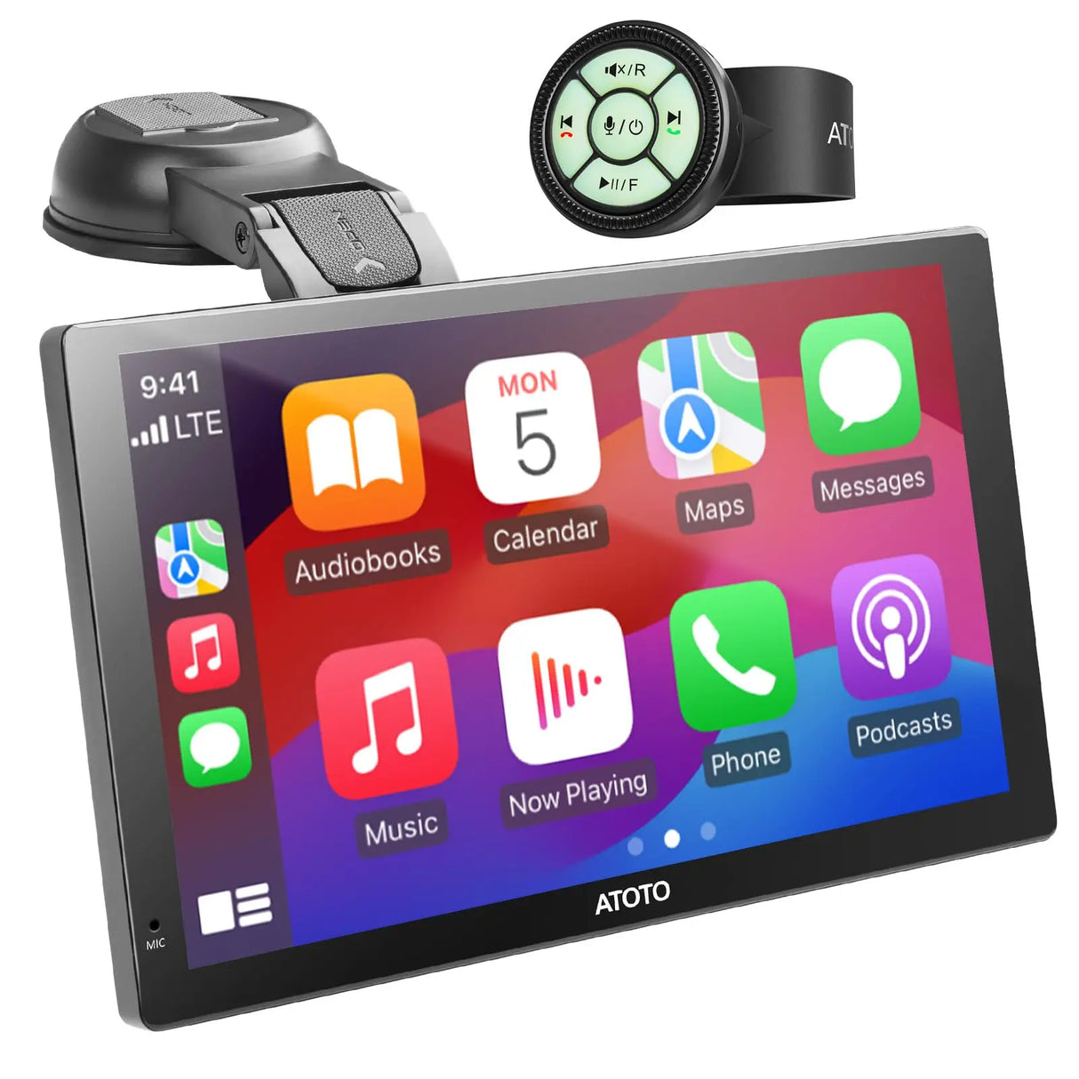 ATOTO P8 Portable Car Stereo, Wireless CarPlay & Wireless Android Auto, 7inch QLED Glare-Suppressing Touchscreen, WDR&Auto Dimmer, Bluetooth, Remote Control, AUX/FM Output, P807SD-RM