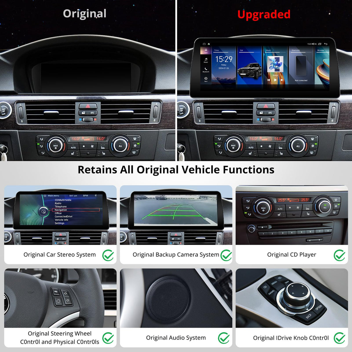 ATOTO S8BM3S412B8PN 12.3" BMW Compatible Car Stereo, Wireless CarPlay & Android Auto, Fits 3 Series E90/E91/E92/E93 2008-2012 CIC System, GPS Tracking, AI DriveChat, 4G LTE, Dual Bluetooth, Retains Original Functions