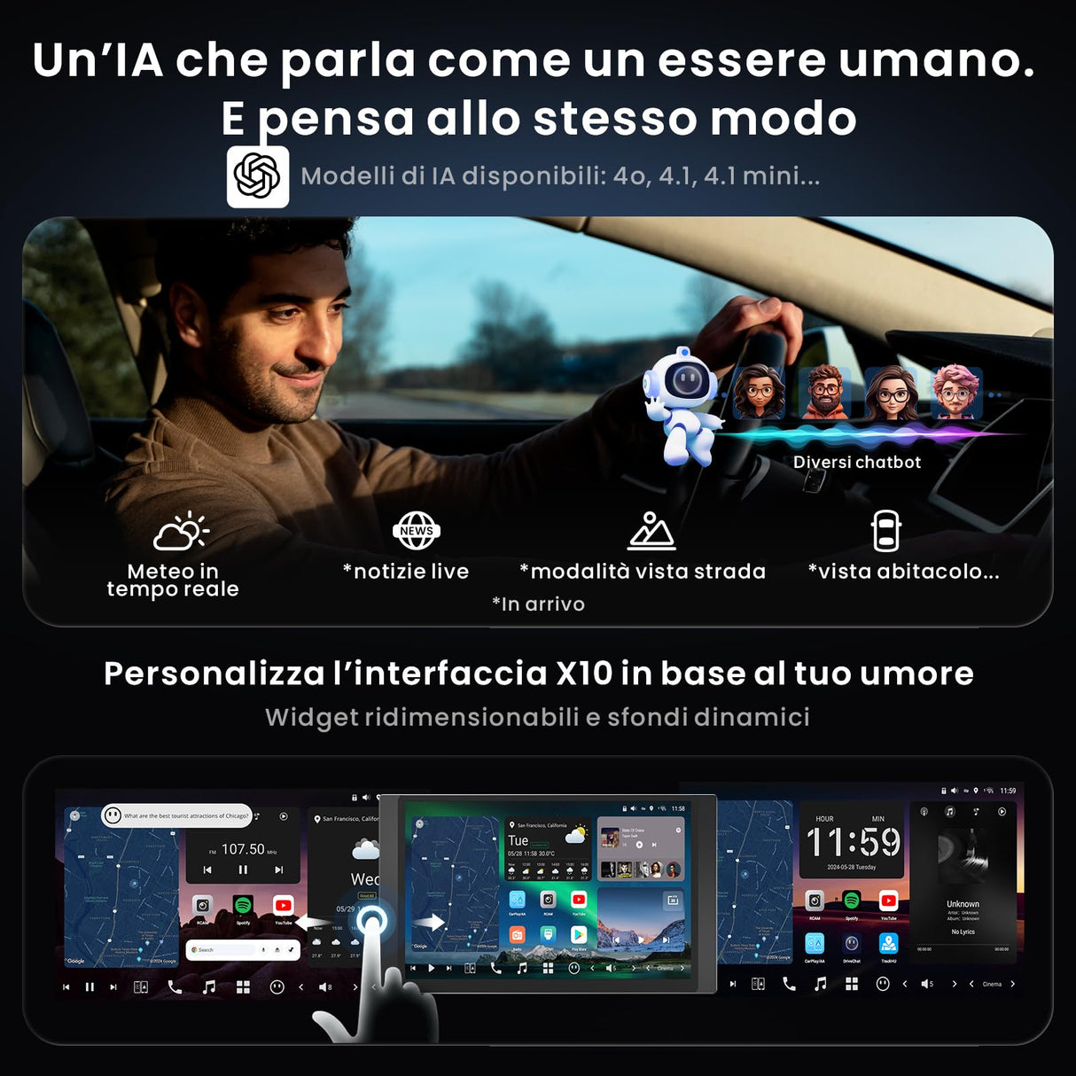 ATOTO X10G225E 12.5" QLED Android Head Unit 2 Din Car Stereo 8+128G Wireless CarPlay & Android Auto 4G LTE AI Voice Assistant GPS Tracking Dual Mic & Bluetooth HDMI Input