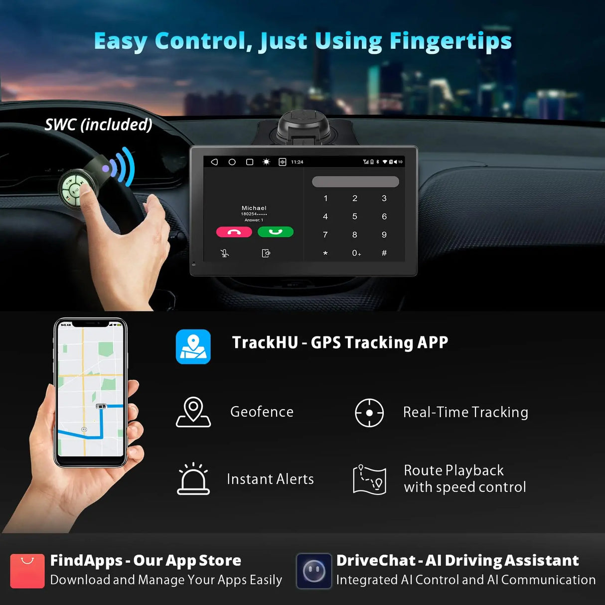 ATOTO P9 9インチポータブルナビ リアカメラ付き、4G LTE対応、ワイヤレスAndroid Auto/CarPlay、4G+32G、1280×720 QLEDディスプレイ、Bluetooth、GPS、HDMI、4音声出力