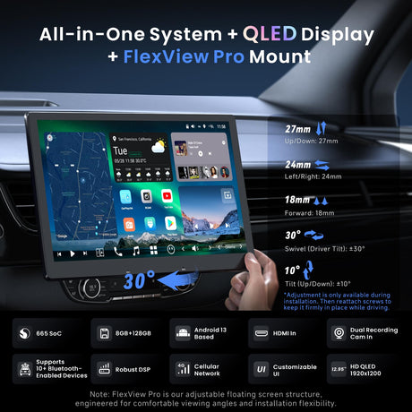 ATOTO X10G129E 12.9" Floating Screen Single Din Android Car Stereo, 8GB+128GB QLED Single Din Head Unit with Wireless CarPlay & Android Auto, 4G LTE, GPS, Dual Bluetooth, 36-Band EQ, AI Assistant