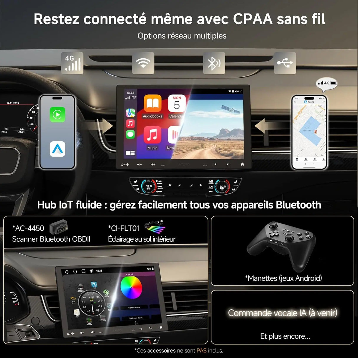 ATOTO S8G1104MS 1 Din Android Autoradio 10,1" Floating Screen, 4G LTE, Wireless CarPlay & Android Auto, 4G+32G, AI Intelligence, Dual Bluetooth, 36-Band EQ&DSP, SCVC/LRV