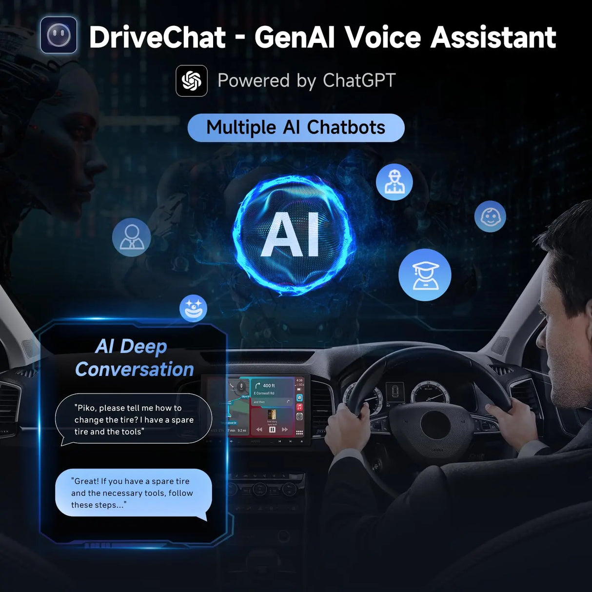 ATOTO A5LG110T Autoradio 1 DIN/2 DIN Android 10" con schermo fluttuante, telecamera posteriore, CarPlay e Android Auto senza fili, tethering WiFi/BT/USB, MirrorLink, DSP, FM/RDS, 2G+32G