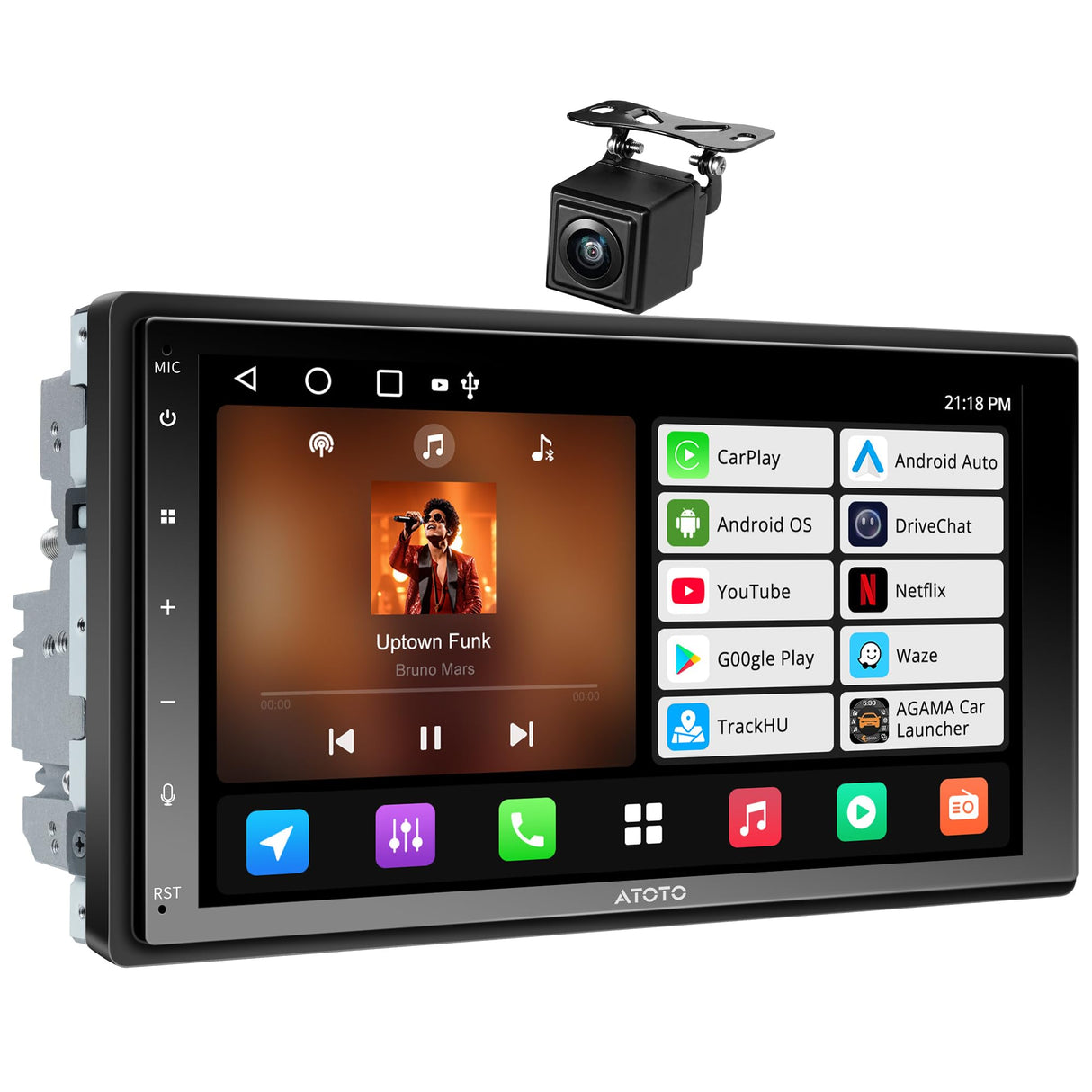 ATOTO A5LG2B7T Radio 2 DIN con Cámara Trasera, 7" IPS Pantalla Táctil, CarPlay y Android Auto Inalámbrico, DriveChat AI, GPS, WiFi/Bluetooth/USB, EQ 24 Bandas, FM/AM/RDS