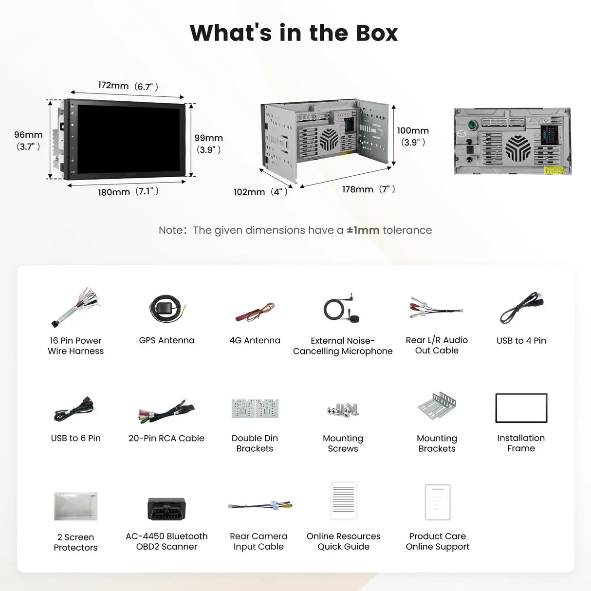 ATOTO S8L 7inch AI Android Double Din Car Stereo, w/OBD, 4G SIM+WiFi,4G+64G