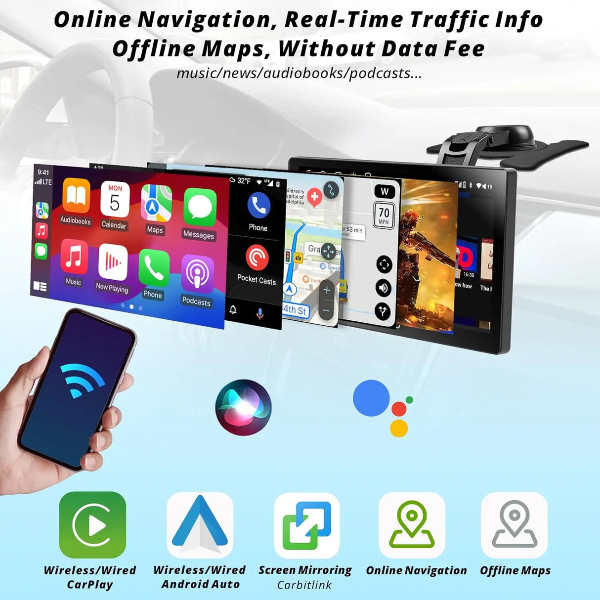 ATOTO P9 7-Zoll Android Navigationssystem | QLED-Display | 2GB+32GB | Kabelloses CarPlay & Android Auto | GPS + Bluetooth