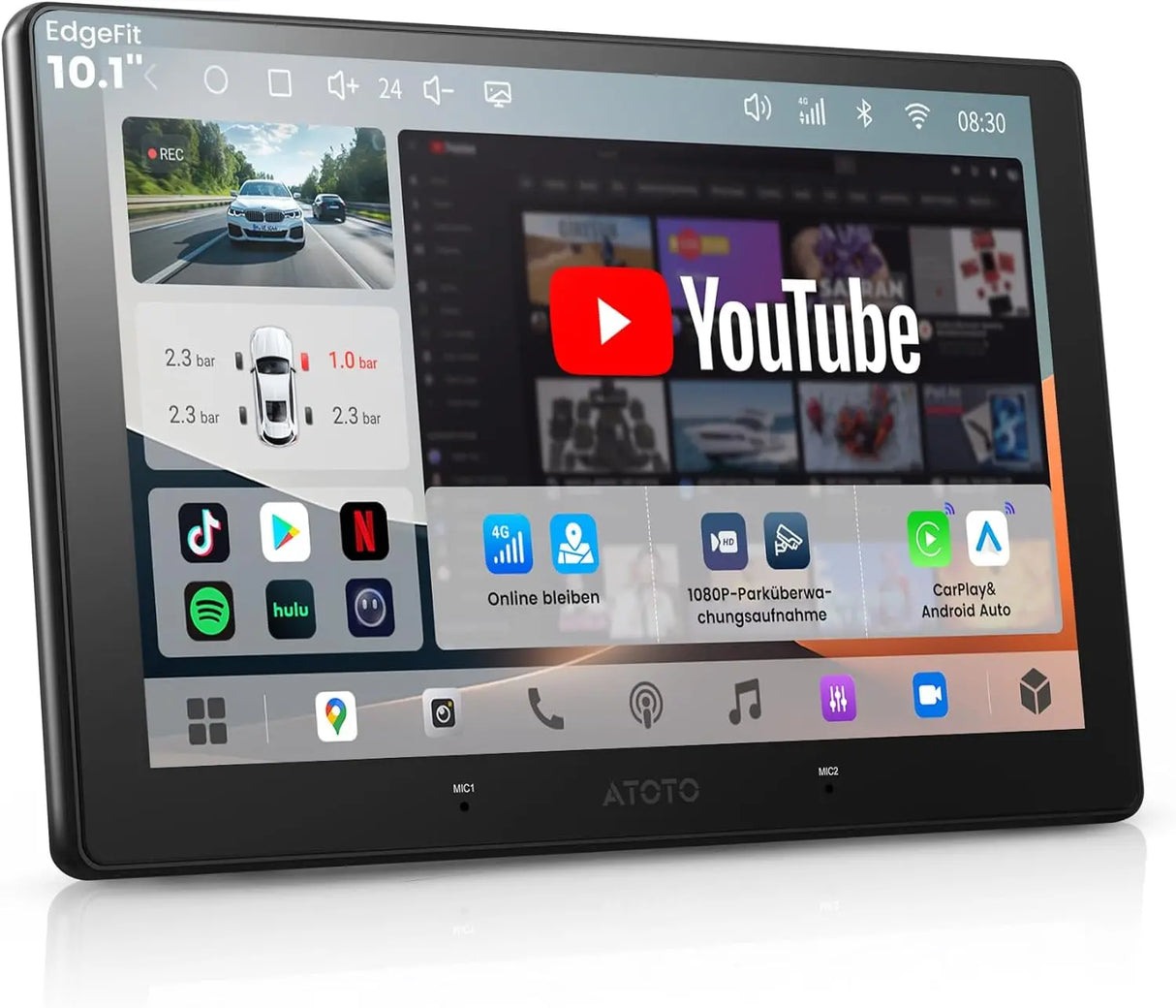 ATOTO A7G211PKL 12,95 Zoll QLED, Android Autoradio Doppel DIN, 1080P Kamera-Eingang, 8G+128G, 4G LTE, Wireless CarPlay & Android Auto, DSP, GPS Navi, WiFi/BT