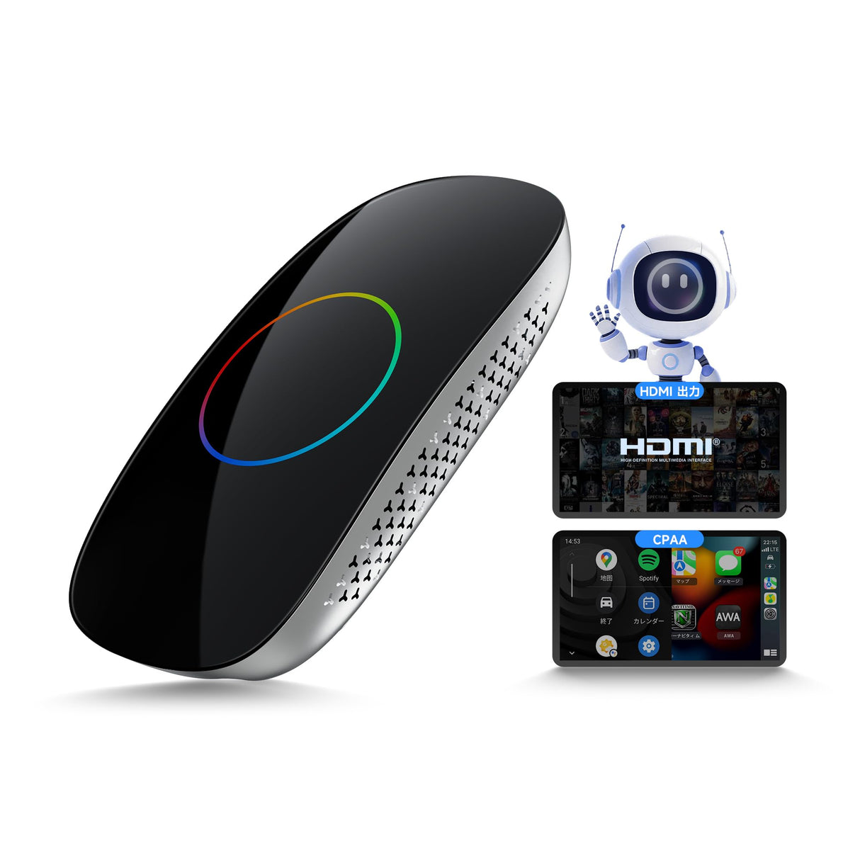 ATOTO CB4CT AI Box Android アダプター 車載エンターテインメント【HDMI出力 / 2GB+16GB / ミニOBDII付属】ワイヤレス CarPlay & Android Auto 動画視聴 (YouTube/Netflix/Prime Video) デュアルBluetooth/Wi-Fi OTA更新