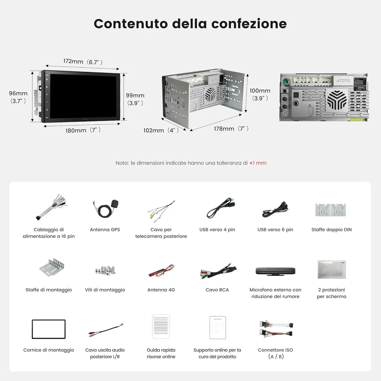 ATOTO S84G2B7P 7" Autoradio Android 2 DIN, CarPlay e Android Auto Wireless, DSP Hi-Fi con Pre-Out 4V, Chat IA, Tracciamento GPS, WiFi/Bluetooth/USB, 4G+64G