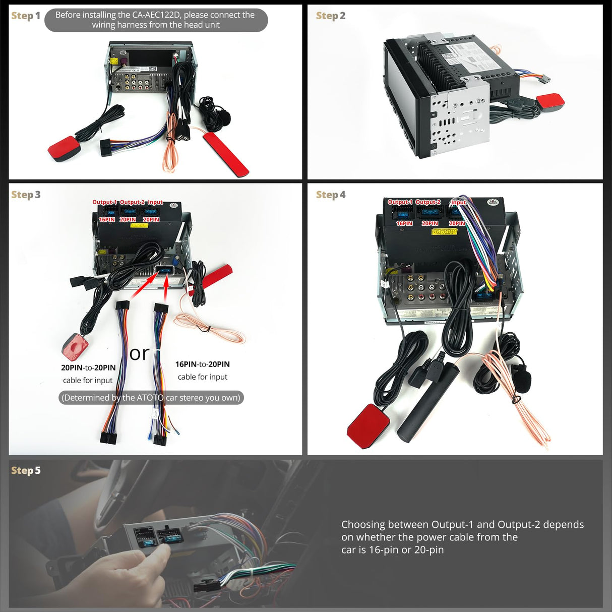 ATOTO CA-AEC122D Amplificatore Auto Classe D TI TPA3221, 2 Canali, Supporto Ingresso 7V-30V, 2/4 Ohm Stabile, 108dB SNR, Bassa Distorsione, Solo per Autoradio ATOTO