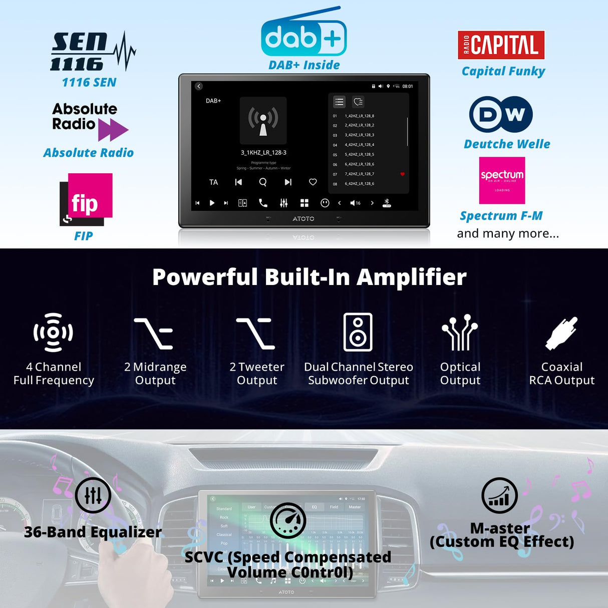 ATOTO X10DG211E Autoradio 2 DIN 10 Pouces, QLED, 8+128G, Microphone Double et Entrée Caméra, CarPlay & Android Auto sans fil, 4G LTE, Assistant Vocal IA, Suivi GPS, DAB, Bluetooth, LRV, Entrée HDMI
