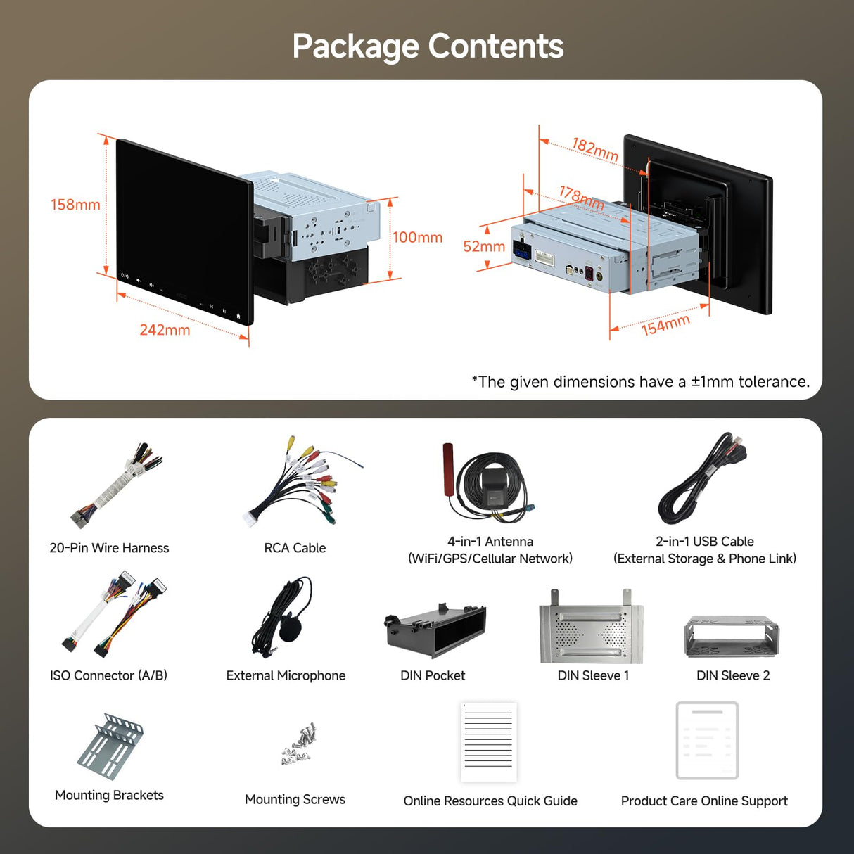 ATOTO 10" S8G1104MS Double-DIN & Single-DIN Adaptive Head Unit with Floating Screen, Android AI-Powered, 4G LTE, Wi-Fi/BT/USB, Wireless CarPlay & Android Auto, 4G+32G, DSP/SCVC/LRV
