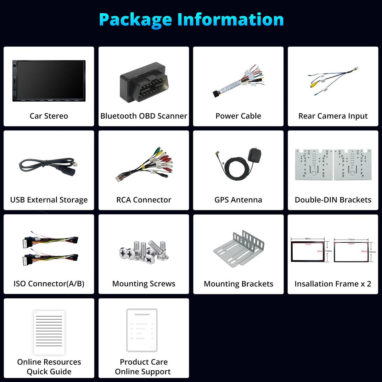 ATOTO A5LG2A7T 7" 2 Din Car stereo Android with OBD2 Diagnostic Device, Wireless CarPlay & Android Auto, 24-Band EQ, WiFi/BT Tethering, 2G+32G