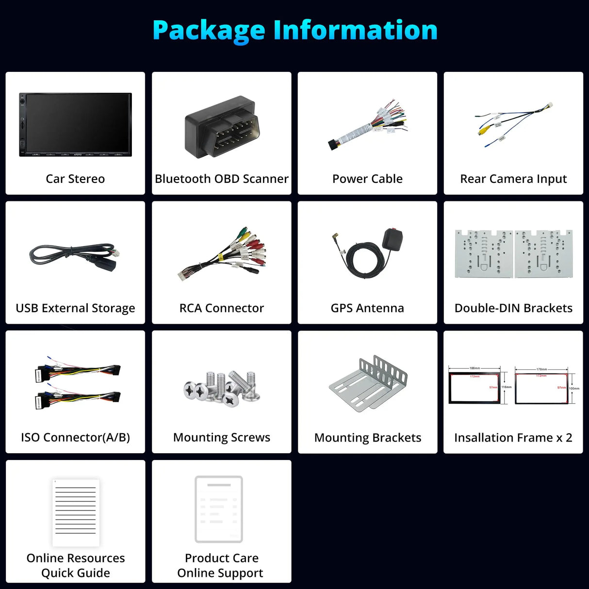 ATOTO A5LG2A7T 7" 2 Din Car stereo Android with OBD2 Diagnostic Device, Wireless CarPlay & Android Auto, 24-Band EQ, WiFi/BT Tethering, 2G+32G