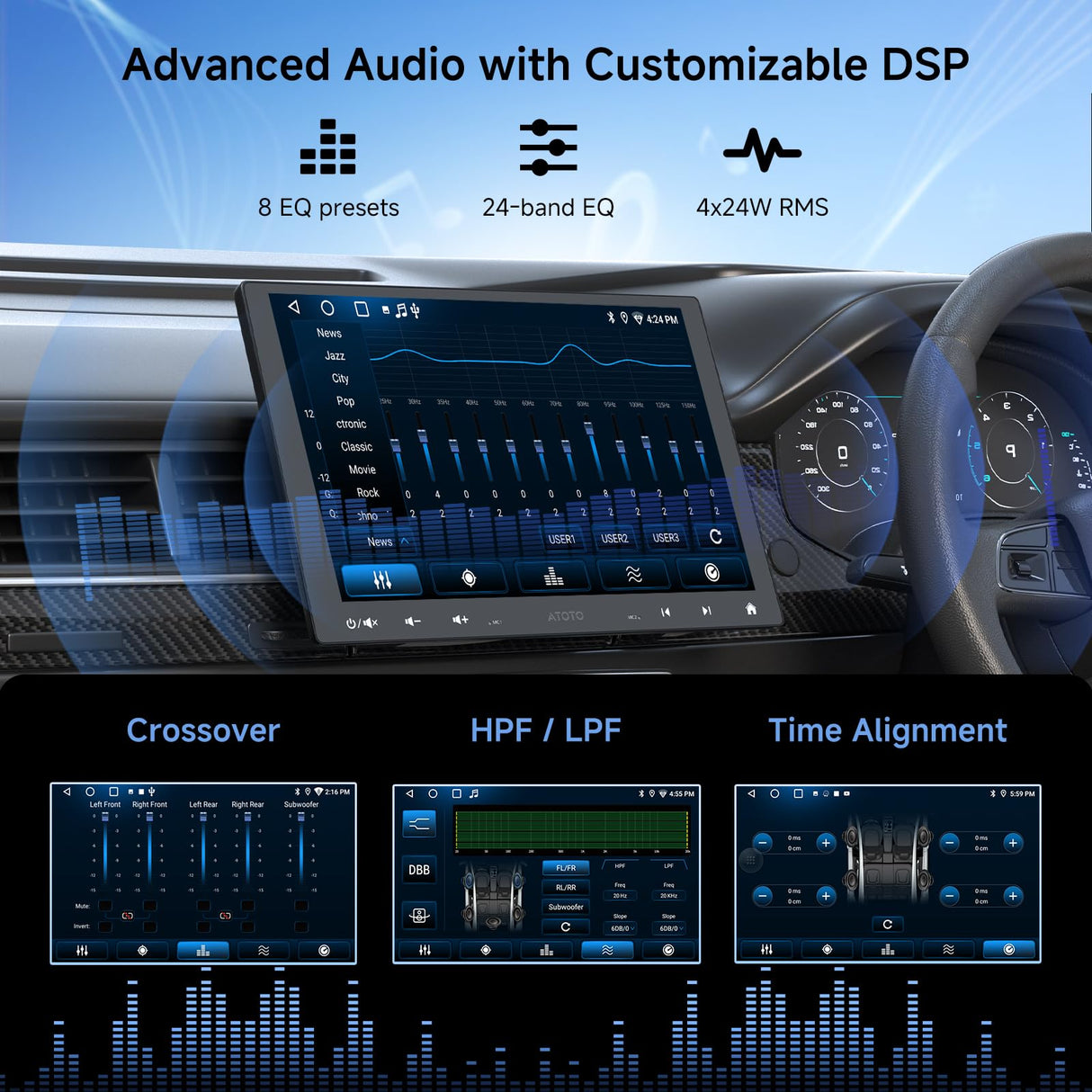 ATOTO A5LG110T 10" Single Din & Double Din Head Unit with Floating Display, Wireless CarPlay & Android Auto, WiFi/USB/Bluetooth Tethering, MirrorLink, DSP Audio, FM/RDS Radio