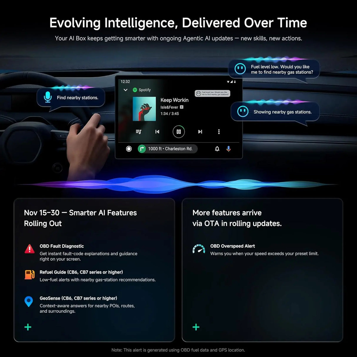 ATOTO CB6A Adattatore CarPlay Wireless – 4GB+64GB, Bluetooth, GPS Tracking, Dongle AI Vocale Intelligente, Compatibile con molte APP, CarPlay/Android Auto Wireless