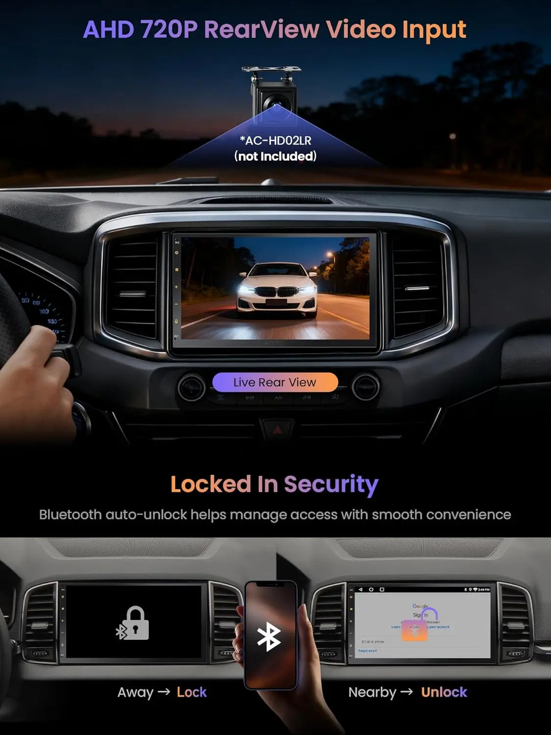 ATOTO A5LG2B7T 7" Double Din Car Stereo with Android OS, Wireless CarPlay & Android Auto, Touchscreen, GPS Navigation, WiFi/BT/USB Tethering, 2+32G, 24-Band EQ DSP, FM/AM Radio, Split-Screen Display