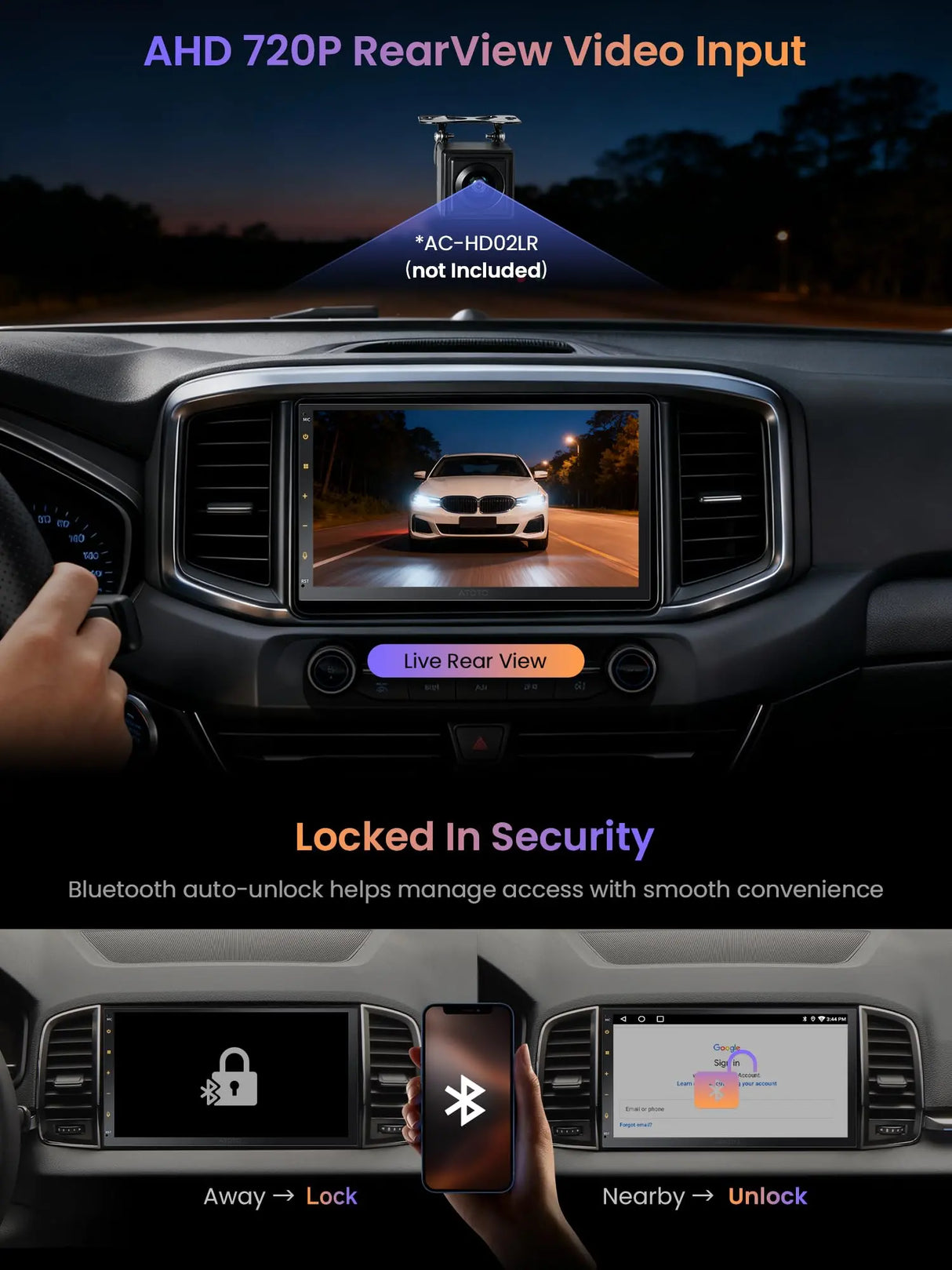 ATOTO A5LG2B7T Radio 2 DIN Android 7" con Pantalla Táctil, CarPlay y Android Auto Inalámbrico, GPS, WiFi, Bluetooth, Ecualizador de 24 Bandas, 2+32G