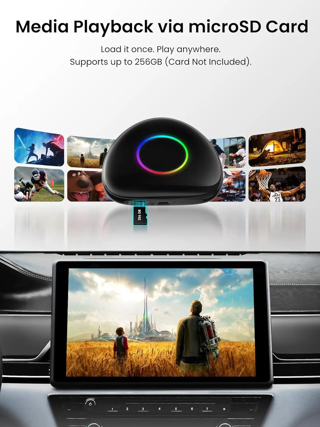 ATOTO CarWave CB6D wireless CarPlay adapter Magic Box CarPlay Video Box - Wireless CarPlay/Android Auto/Android 13 OS, 8GB+128GB, 4G LTE, WiFi, Dual Bluetooth, GPS, YouTube/Netflix Support, microSD, OTA, Black