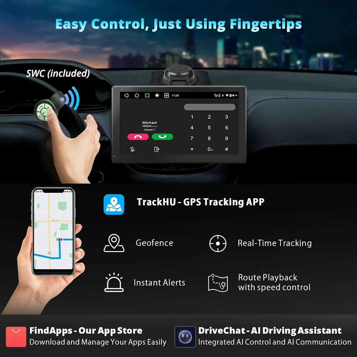 ATOTO P9 GPS per Auto con Telecamera Retromarcia 1080P, Autoradio Portatile 7" Schermo, CarPlay Wireless, Android Auto Wireless, Tracciamento GPS, 4G LTE, 4G+32G
