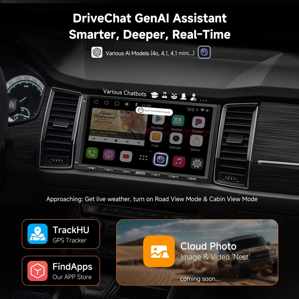 ATOTO S8 UN 7" QLED Doppel-DIN Android Auto-Navigation Autoradio, Drahtloses CarPlay & Android Auto, Eingebautes 4G LTE, 6G+128G, 2 BT mit aptX HD, KI-Sprachassistent, GPS-Tracking, LRV,S8G2A79UN