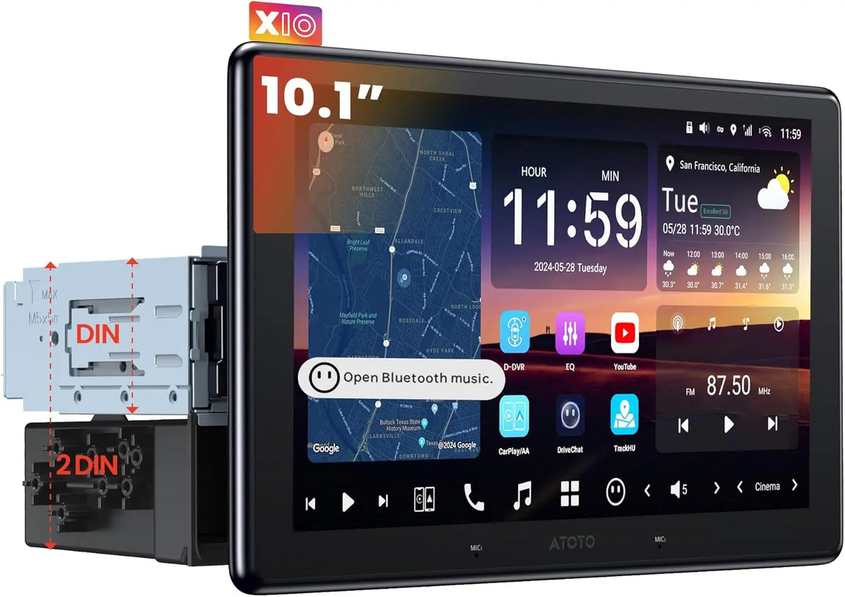 ATOTO X10G110E 10" QLED AI Android Single Din Car Stereo, Floating Screen Head Unit, 8G+128G in-Dash Navigation, 4G LTE, Wireless Carplay & Android Auto, Dual Phone Connection & 2 BT, 36B-EQ
