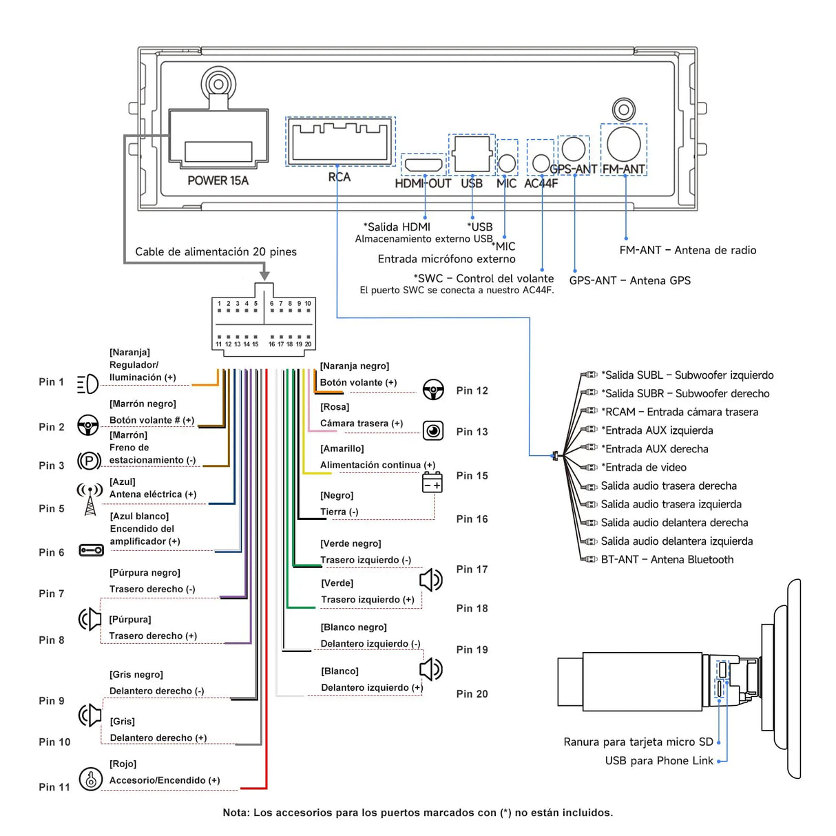 ATOTO A5LG110T Radio 1 DIN/2 DIN Android 10" con pantalla flotante, cámara trasera, CarPlay y Android Auto inalámbricos, tethering WiFi/BT/USB, MirrorLink, DSP, FM/RDS, 2G+32G